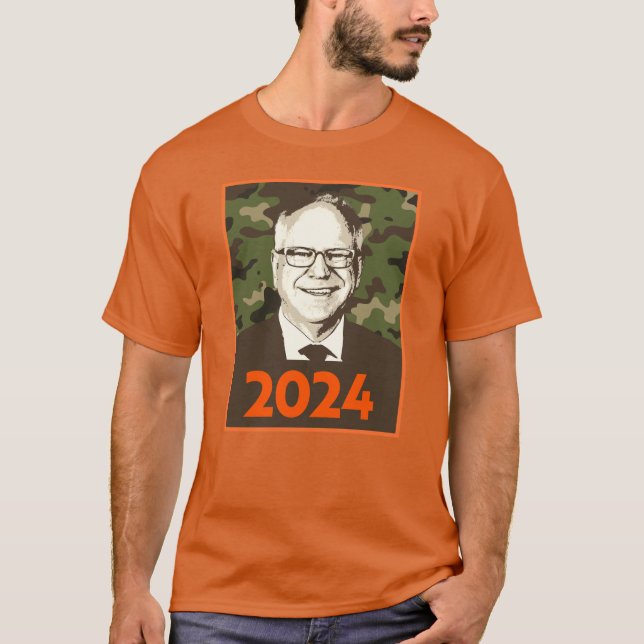 Camiseta Tim Walz 2024 Esperança em Camouflage (Frente)