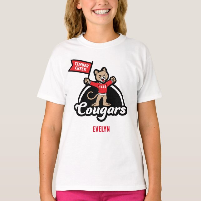 Camiseta Timber Creek Elementar Cougar Mascot T-Shirt (Frente)