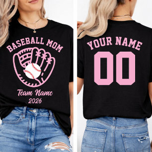 Camiseta Time da Mamãe de Beisebol Nome Personalizado Númer