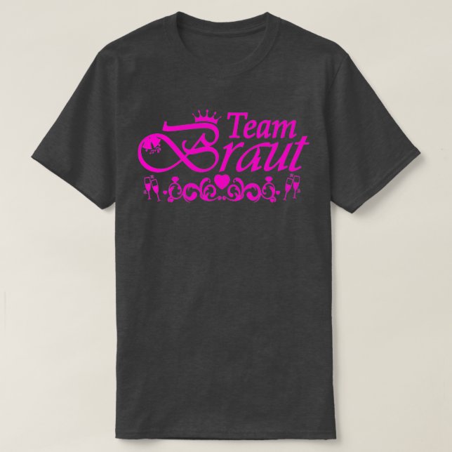 Camiseta time da noiva despedida de solteiro rosa choque (Frente do Design)