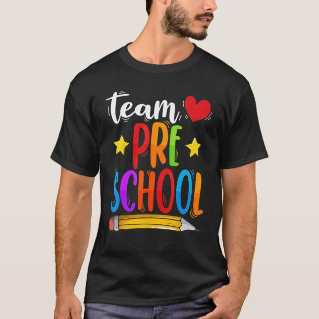 Camiseta Time da Pré-Escola Primeiro Dia de Volta às Aulas  (Frente)