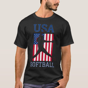 Camiseta Time de Esportes EUA Bandeira Americana Softbol pa