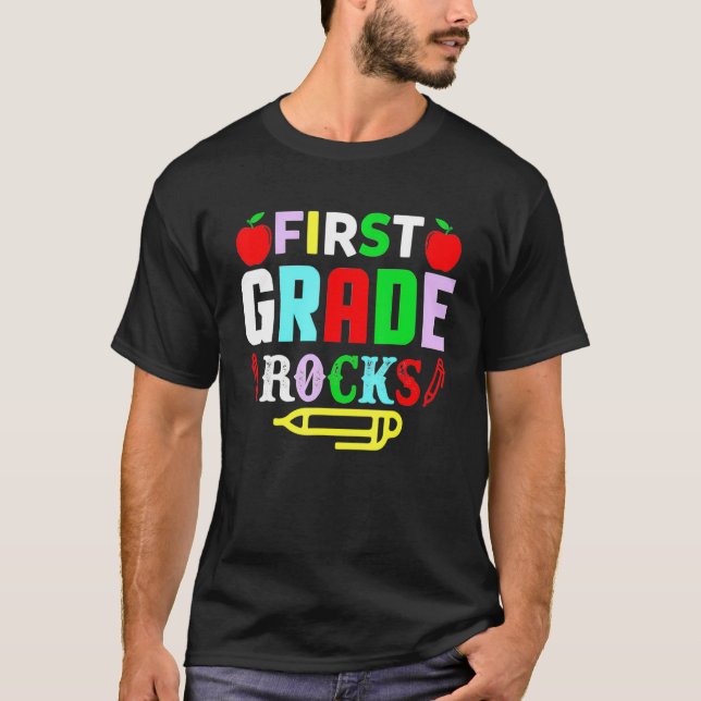 Camiseta Time First Grade Hello 1rua Rocks De Volta A Sch (Frente)