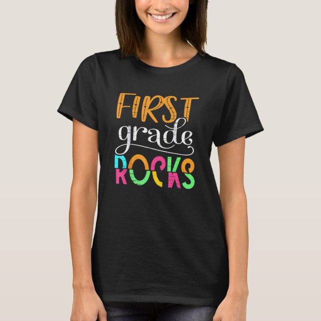 Camiseta Time First Grade Hello 1rua Rocks De Volta A Sch (Frente)