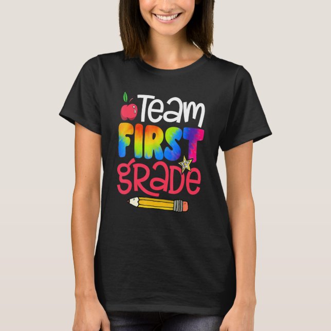 Camiseta Time First Grade Tie Dye De Volta Ao Professor K (Frente)