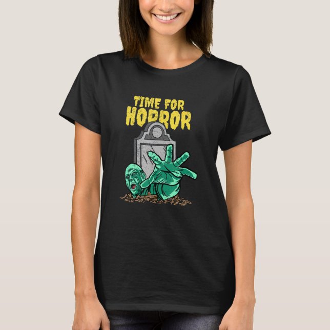 Camiseta Time For Horror Halloween Zombie (Frente)