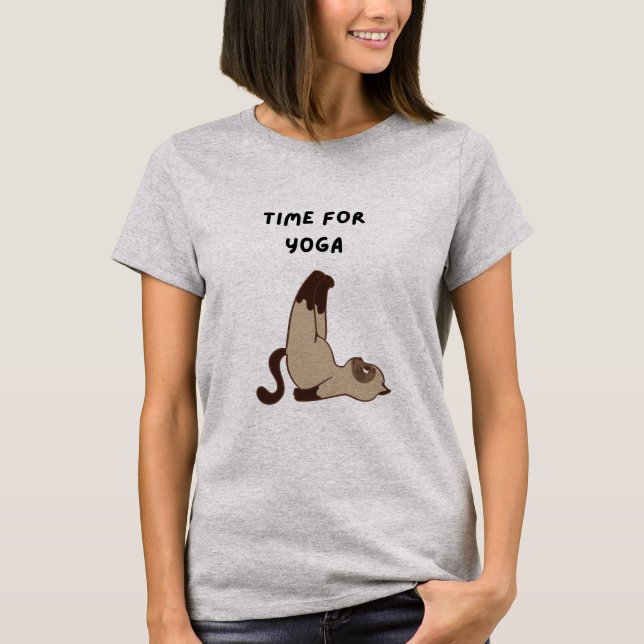 Camiseta Time For Yoga! Cat Lover Shirt, Humorous Animal  (Frente)