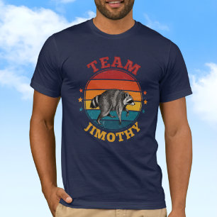 Camiseta Time Jimothy o Mapache Lenda Ouro Azul Vermelho