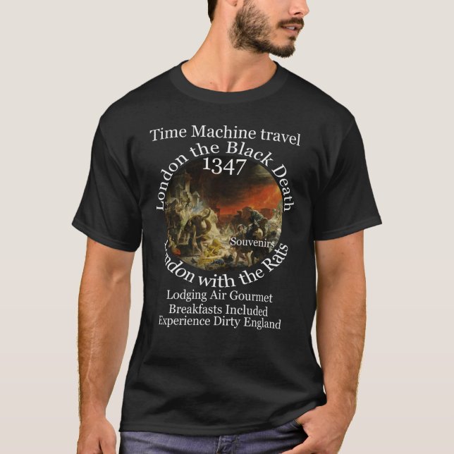 CAMISETA TIME MACHINE VIAGEM LONDON 1347 PRETO (Frente)