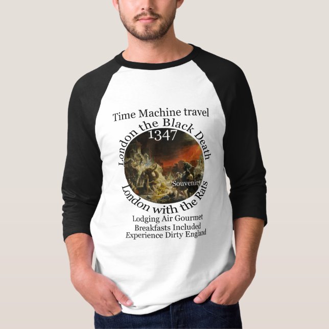 CAMISETA TIME MACHINE VIAGEM LONDON 1347 PRETO (Frente)