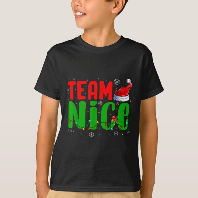 Camiseta Time Naughty Nice Chapéu de Papai Noel Funny Chris (Frente)
