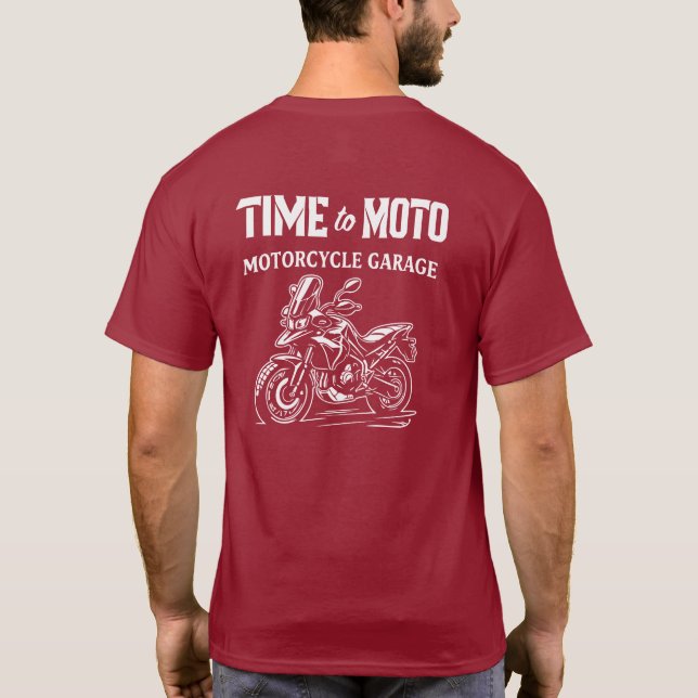 Camiseta Time to Moto Adventure Motorcycle Garage T-Shirt (Verso)