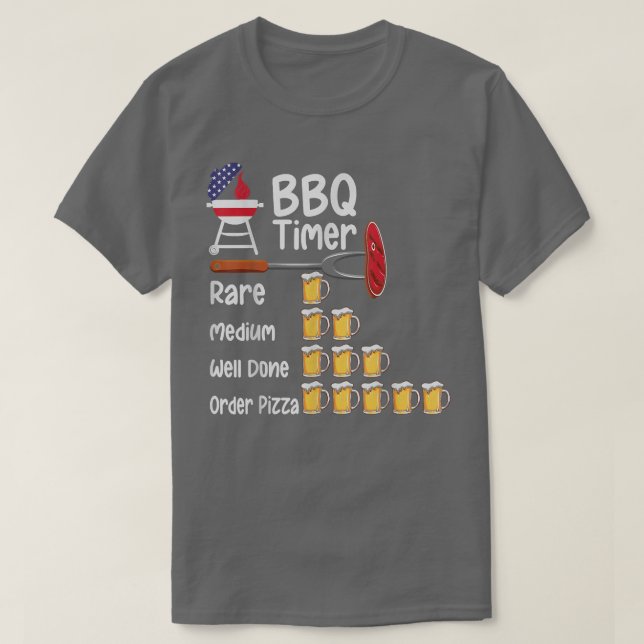 Camiseta Timer de Churrasco de Arte Engraçado Griling Barbe (Frente do Design)