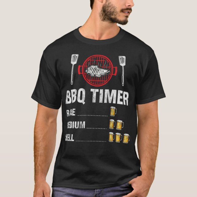 Camiseta Timer do CHURRASCO Engraçado Festa de Churrasco Be (Frente)