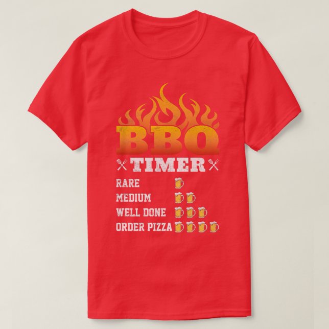Camiseta Timer Engraçado De CHURRASCO, Barbeque Griling Gri (Frente do Design)