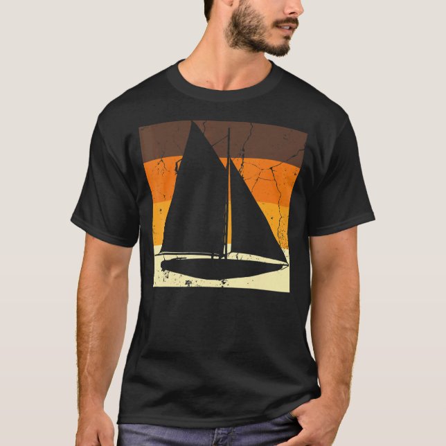 Camiseta Timoneiro Retro de Catamarã de Iate de Barco à Vel (Frente)
