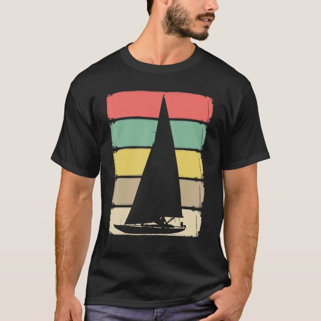 Camiseta Timoneiro Retro de Catamarã de Iate de Barco à Vel (Frente)