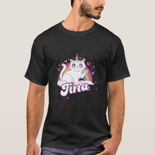 Camiseta Tina Adorable Name Com Linda Caticorn
