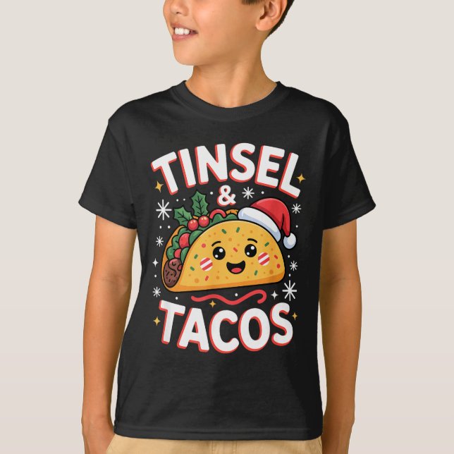 Camiseta Tinsel And Tacos Cute Christmas Mexican Food Fun  (Frente)
