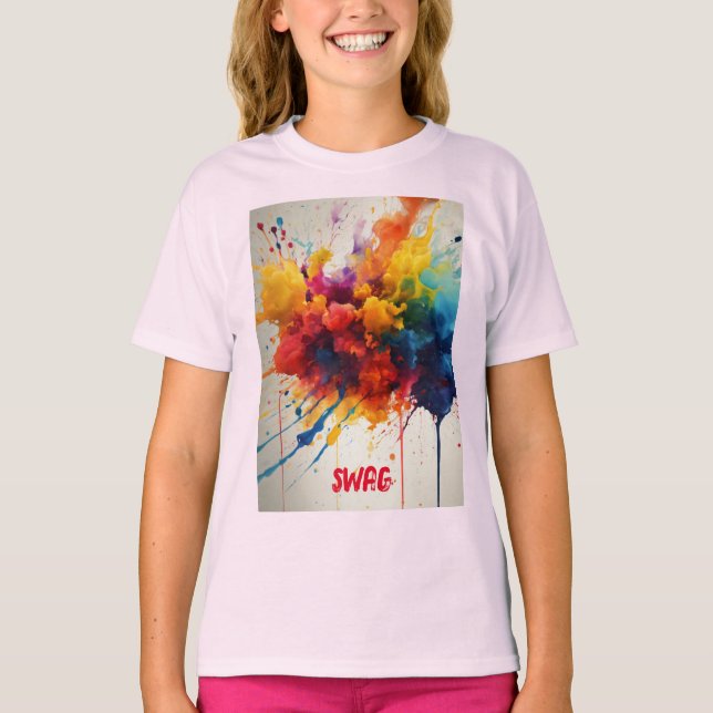 Camiseta "Tinta Chic: Tee das Mulheres com Swag" (Frente)