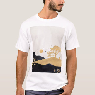 Camiseta Tinta chinesa, Arte Digital Chinesa, retr de colhe