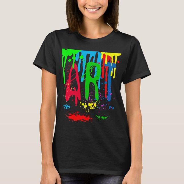 Camiseta Tinta colorida ART preto engraçado (Frente)