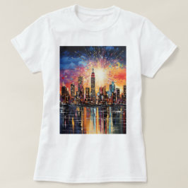 Camiseta Tinta Colorida de impressão Nova Iorque, Elegante
