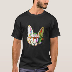Camiseta Tinta Colorida Espalhar Óculos Solares Sphynx Cat