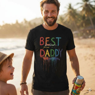 Camiseta Tinta Colorida Pingando Melhor Papai do Mundo nome