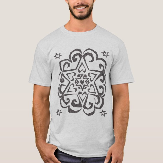 Camiseta Tinta da obscuridade da mandala do coração da (Frente)
