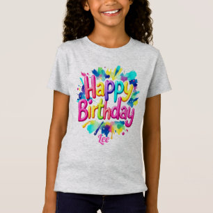 Camiseta Tinta de Aniversário Personalizada com Efeito de r