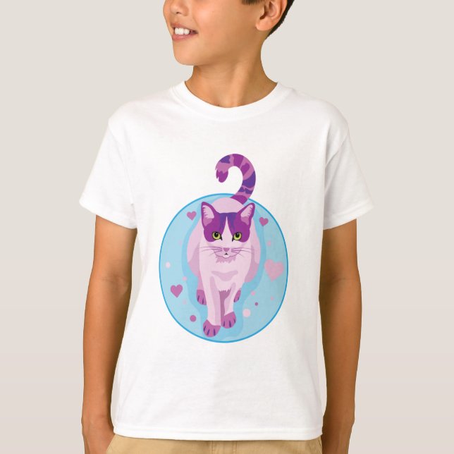 CAMISETA TINTA DE PINTA E GATO DE PÚPULO EM CÍRCULO CÉU COM (Frente)