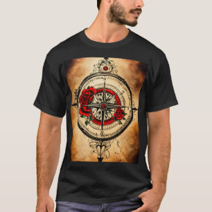 Camiseta Tinta de Rosa de Compass: Direção Eterna no Tatoo