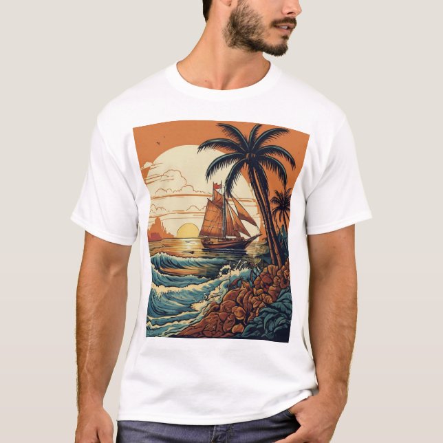 Camiseta "Tinta do Paraíso: Beac Tropical Inspirada por Jer (Frente)