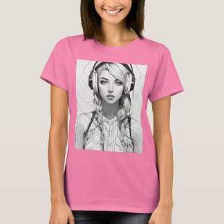 Camiseta Tinta e Tom: Arte de Música Preta e Branca