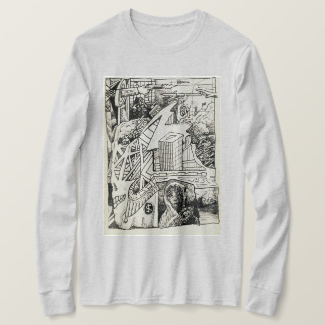 Camiseta Tinta "Guerra Moderna" desenhando T-shirt básica (Frente do Design)