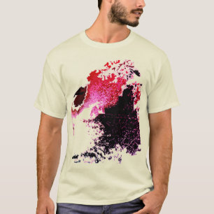 Camiseta Tinta preta de pincel preto de borgonha vermelha e
