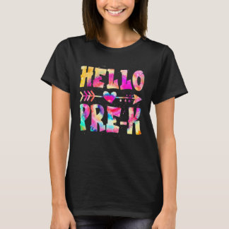 Camiseta Tinta Tie Dye Olá Professora Pré K Primeiro Dia De