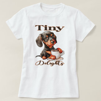 Camiseta Tiny Delights-Coffee e Dachshund