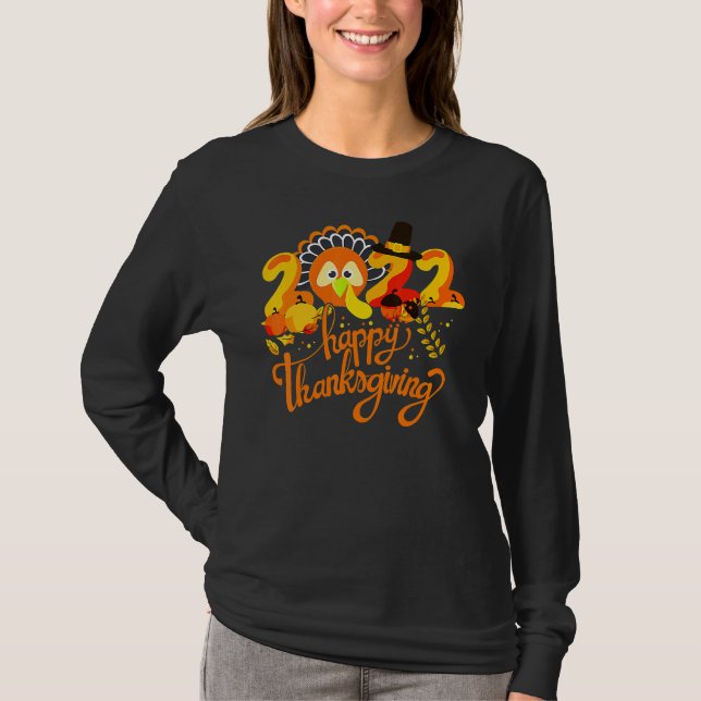 Camiseta Tiny Turkeys Happy Thanksgiving Turkey Autumn Cost (Frente)