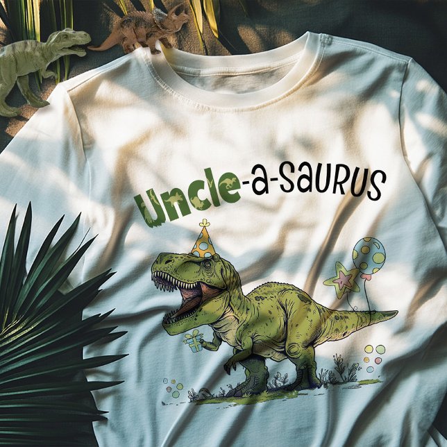 Camiseta Tio-a-saurus Festa de Aniversário de criança Tema  (Cute funny uncle-a-saurus t-rex dinosaur theme kids birthday party matching uncle family t-shirt)