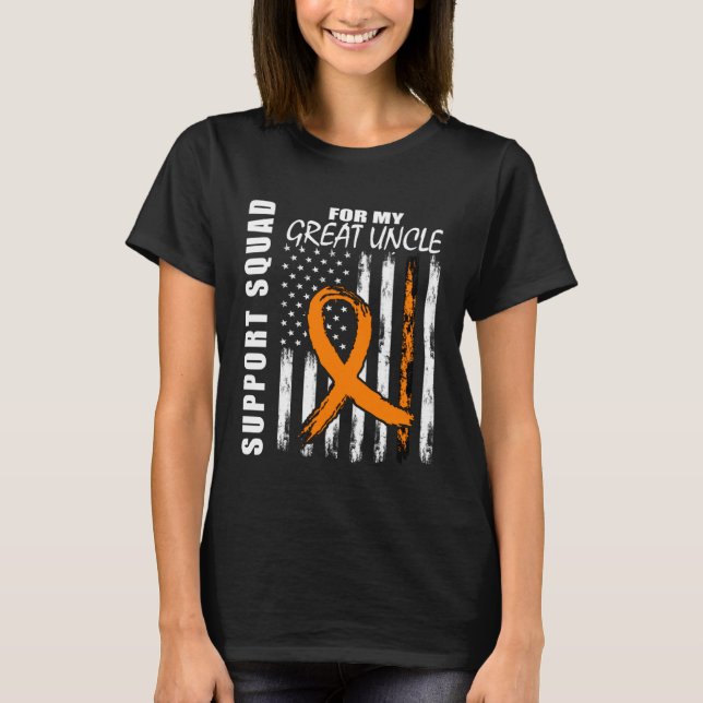 Camiseta Tio Avô Conscientização da Leucemia Bandeira Ameri (Frente)