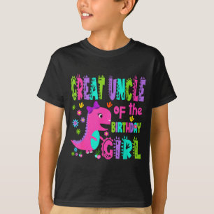 Camiseta Tio-avô da garota aniversariante saurus rex