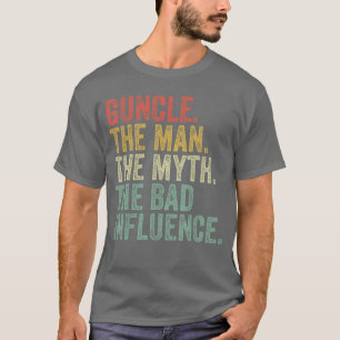 Camiseta Tio Avô Homem Mito Má Influência Piada de Pai Engr