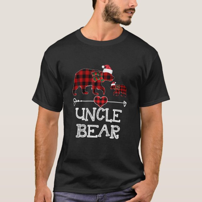 Camiseta Tio Bear Christmas Pajama Red Xadrez Buffalo Fami (Frente)