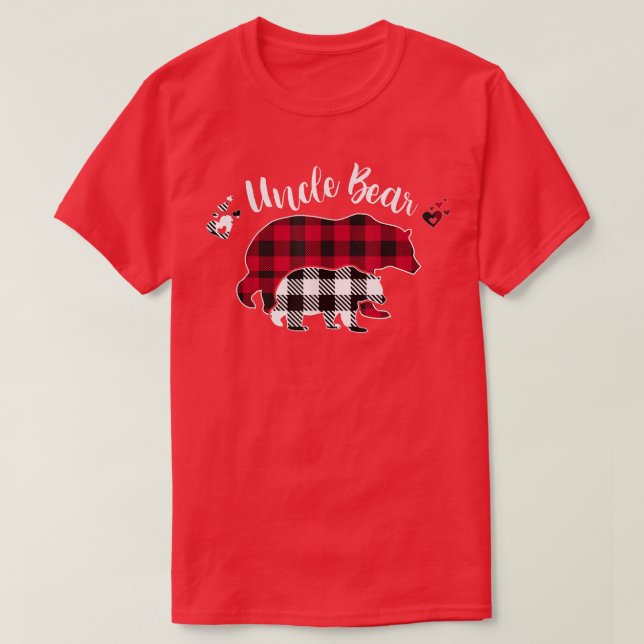 Camiseta Tio Bear Red Cinza Buffalo Xadrez Pajama (Frente do Design)