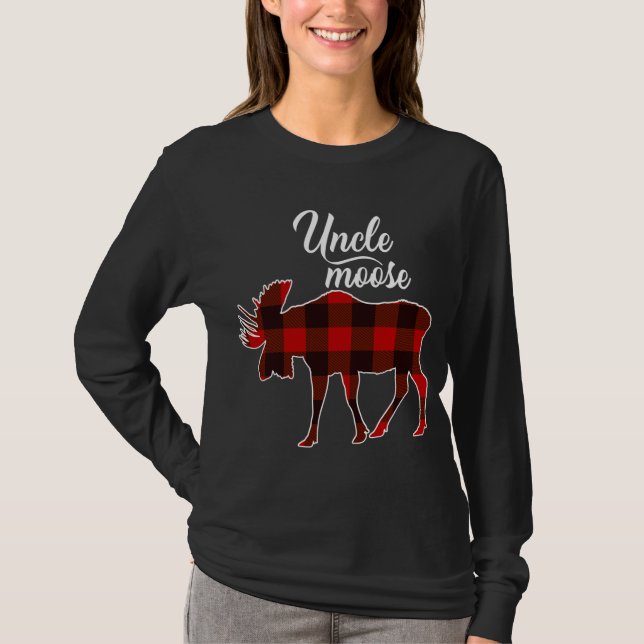 Camiseta Tio Bonito Mose Vermelha Xadrez de Natal Correspon (Frente)