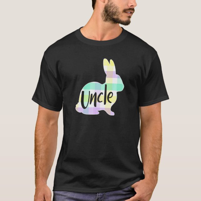 Camiseta Tio Bunny Rabbit Pastel Páscoa Xadrez (Frente)