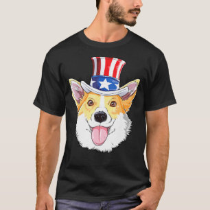 Camiseta Tio Corgi Sam 4 de Julho Crianças Meninos Bandeira