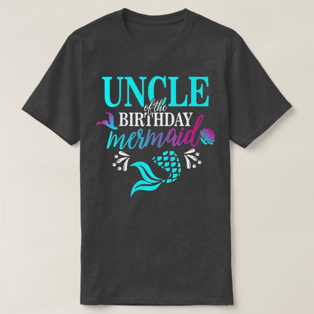 Camiseta Tio Da Família Aniversário Da Sereia (Frente do Design)